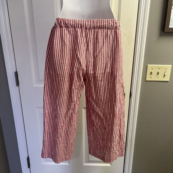 Michael Michael Kors Women Muted Red White StripePull-on Linen Blend Pants Sz 4 - Picture 7 of 10